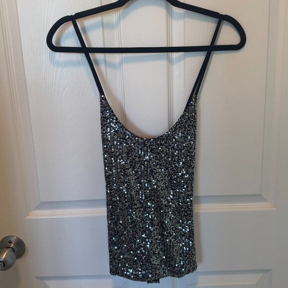 Elan Silver Sequin Blouse - NEVER WORN - Picture 1 of 5